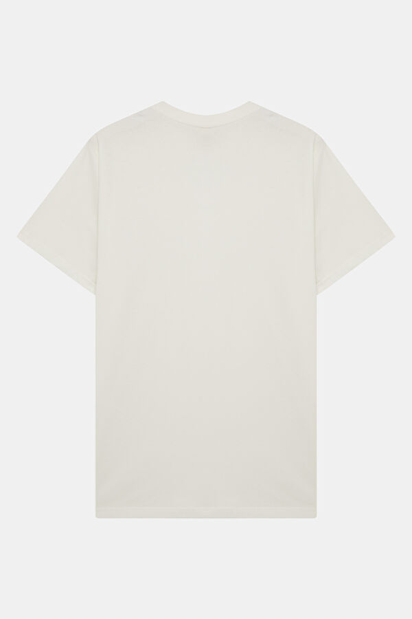 Relax Fit Ecru Crew Neck Embroidered Men's T-Shirt 2