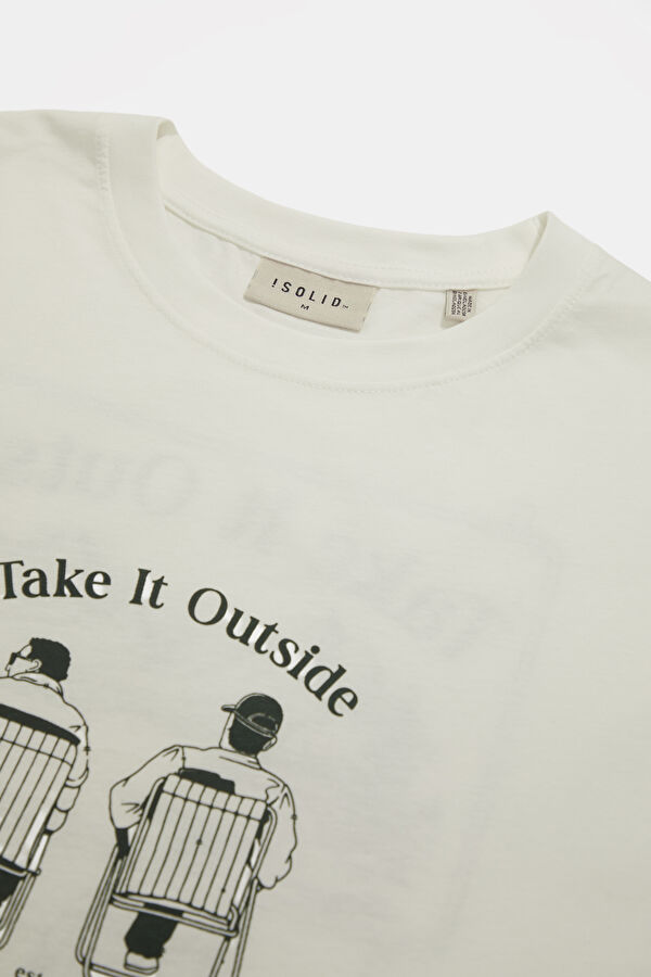 Relax Fit White Crew Neck Printed Men's T-Shirt 3