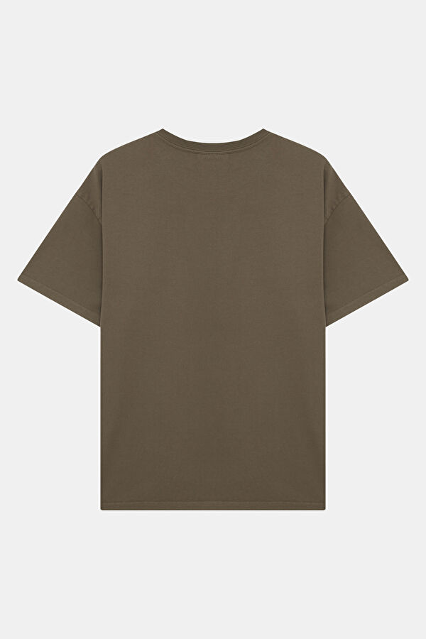 Relax Fit Khaki Crew Neck Printed Men's T-Shirt 2