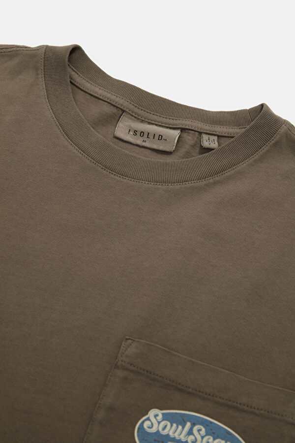 Relax Fit Khaki Crew Neck Printed Men's T-Shirt 3