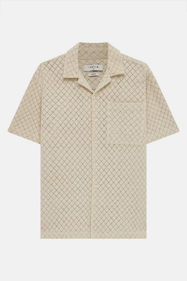 Cream Resort Collar Men's Shirt