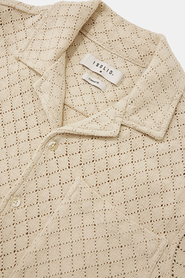 Cream Resort Collar Men's Shirt 3
