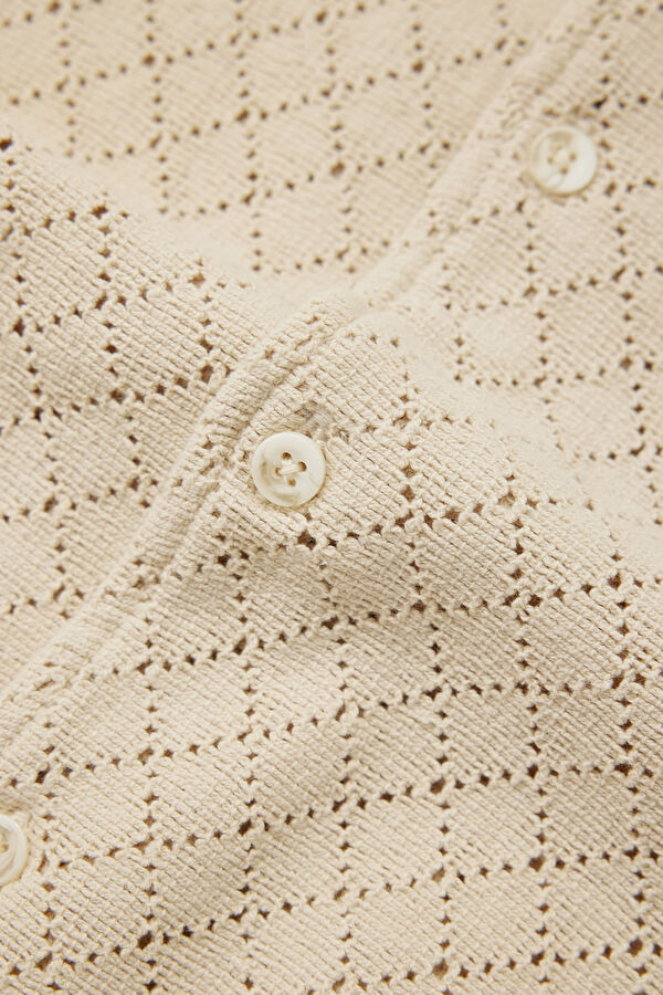Cream Resort Collar Men's Shirt 4