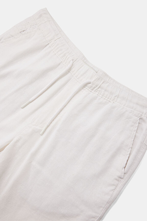 White Linen Viscose Men's Shorts 3