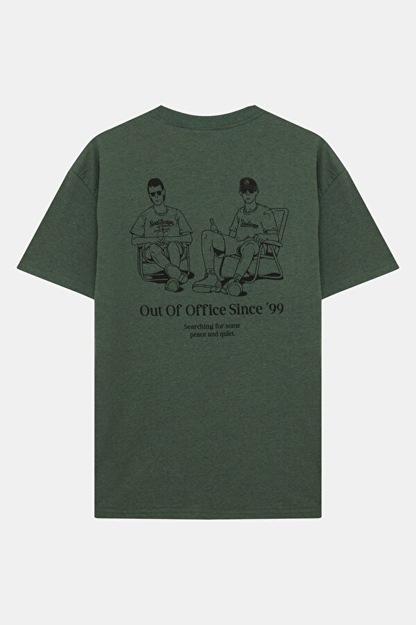 Relax Fit Green Crew Neck Printed Men's T-Shirt 2