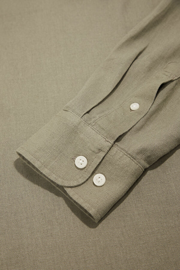 Khaki Resort Collar Men's Shirt 4