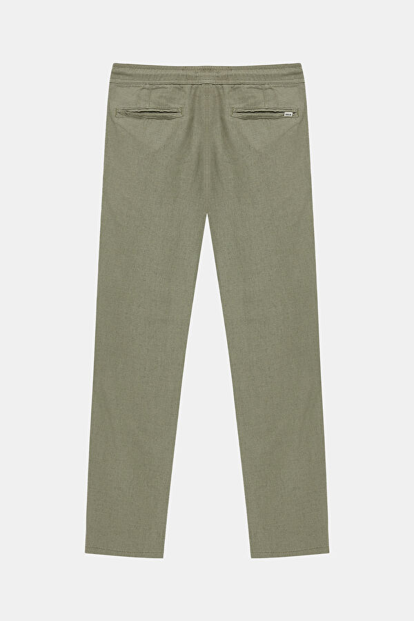 Khaki Straight Leg Linen Viscose Men's Pants 2