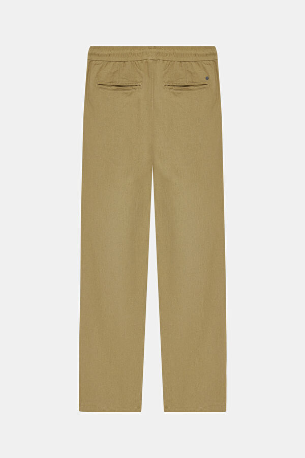Beige Straight Leg Linen Viscose Men's Trousers 2
