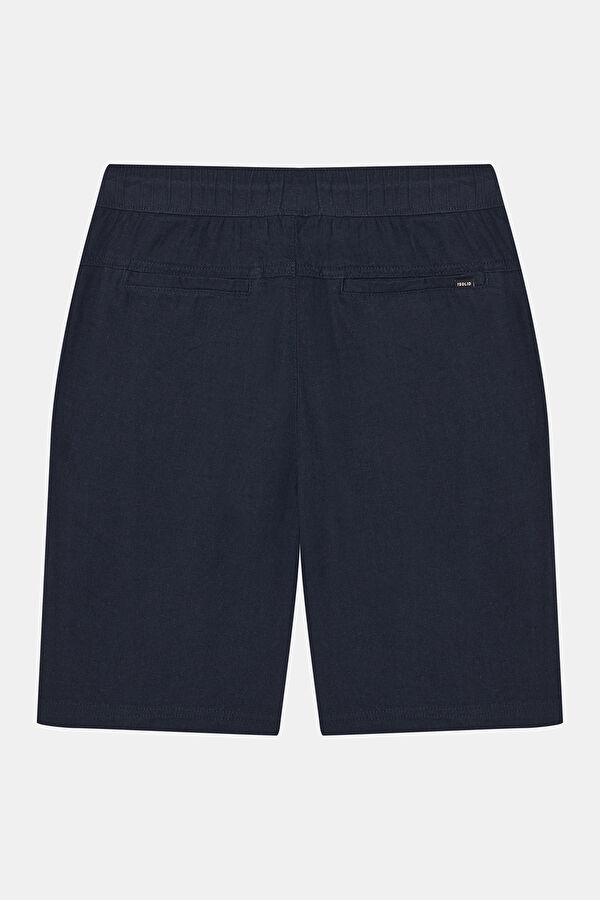 Navy Linen Viscose Men's Shorts 2