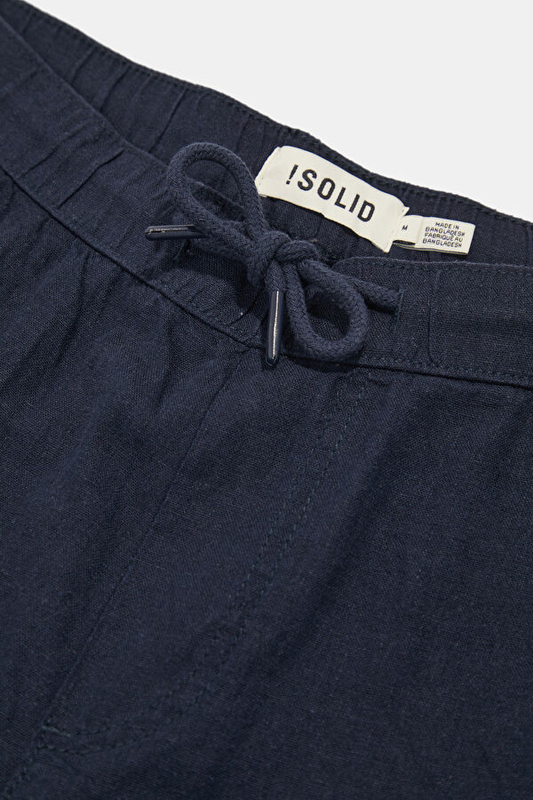 Navy Linen Viscose Men's Shorts 3
