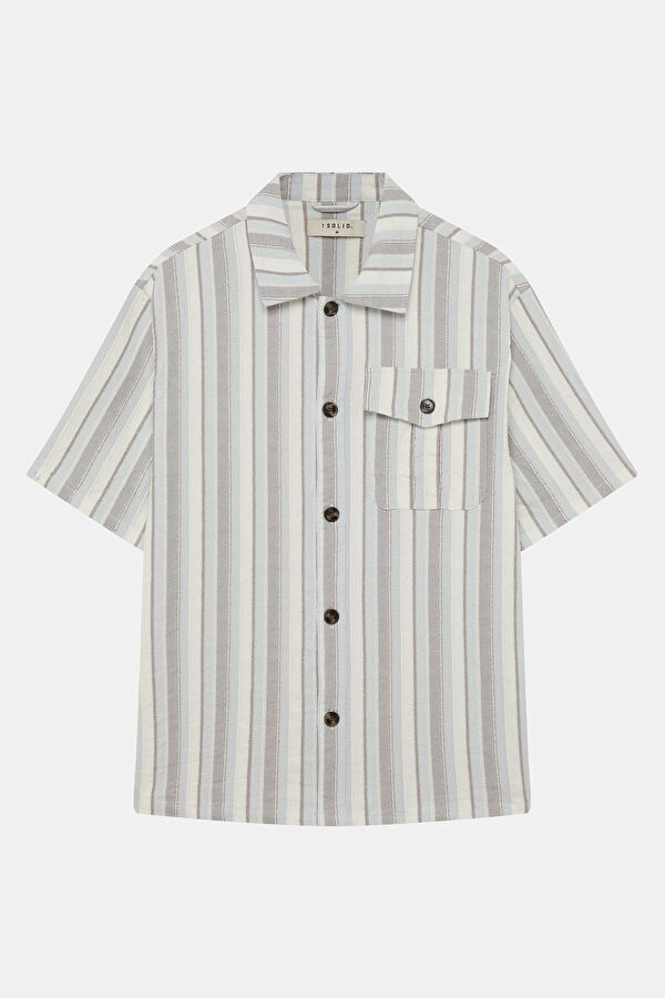 Cream Striped Men's Shirt
