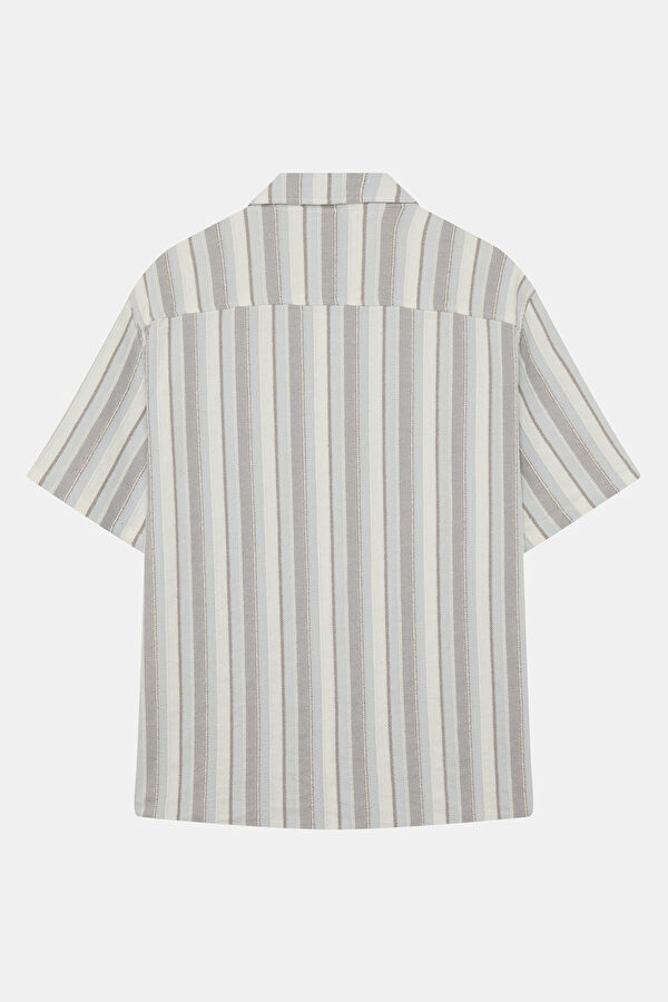 Cream Striped Men's Shirt 2