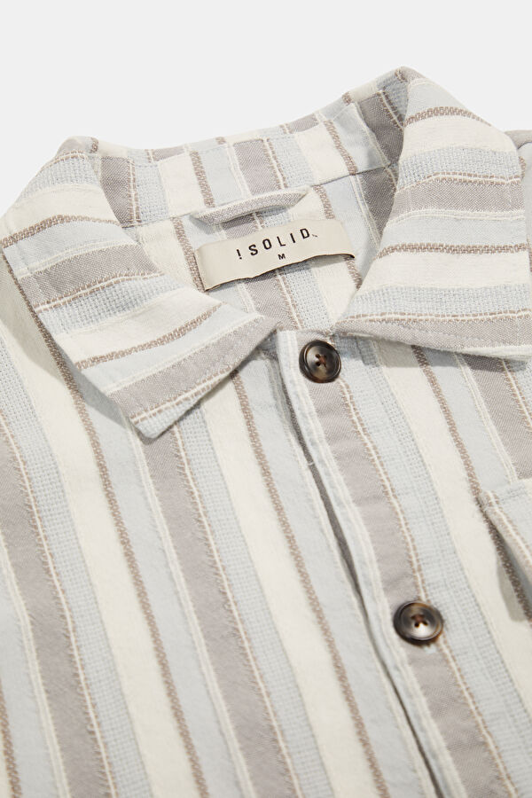 Cream Striped Men's Shirt 3