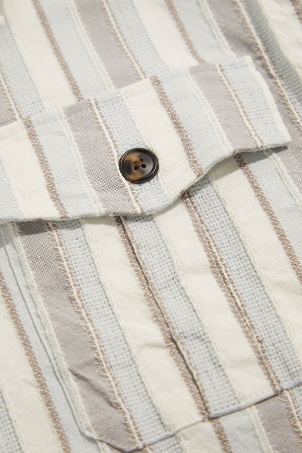 Cream Striped Men's Shirt 4