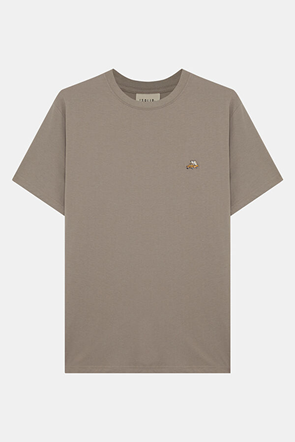 Relax Fit Mink Crew Neck Embroidered Men's T-Shirt