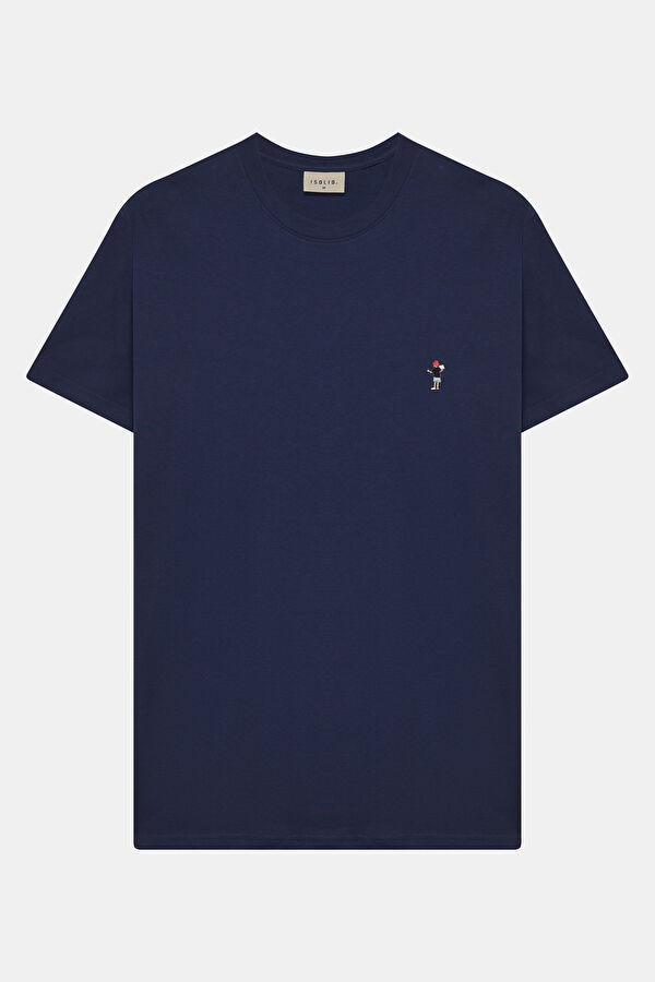 Relax Fit Navy Crew Neck Embroidered Men's T-Shirt