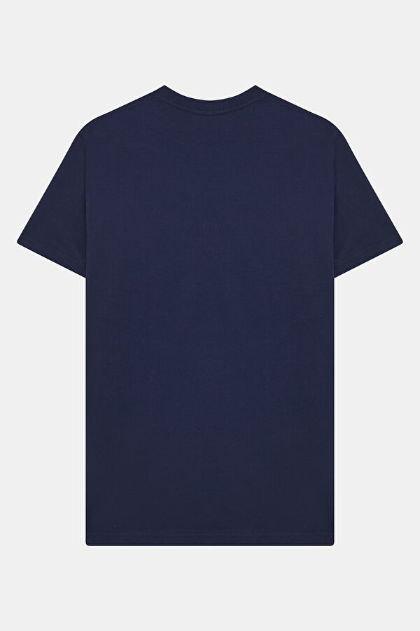 Relax Fit Navy Crew Neck Embroidered Men's T-Shirt 2