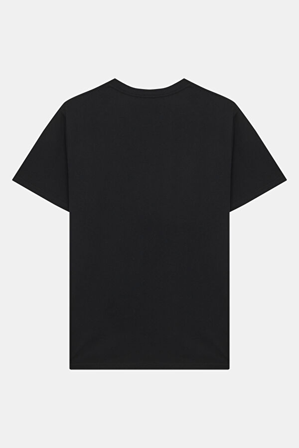 Relax Fit Black Crew Neck Printed Men's T-Shirt 2
