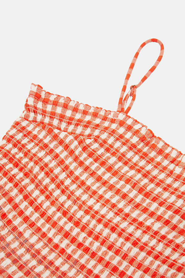 Red Patterned Strappy Women's Blouse 3