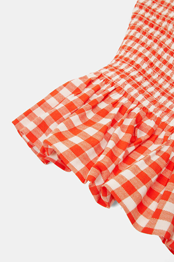 Red Patterned Strappy Women's Blouse 4