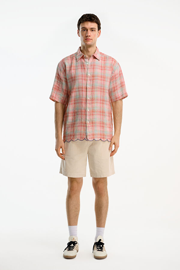 Relax Fit Pink Plaid Men's Shirt 3