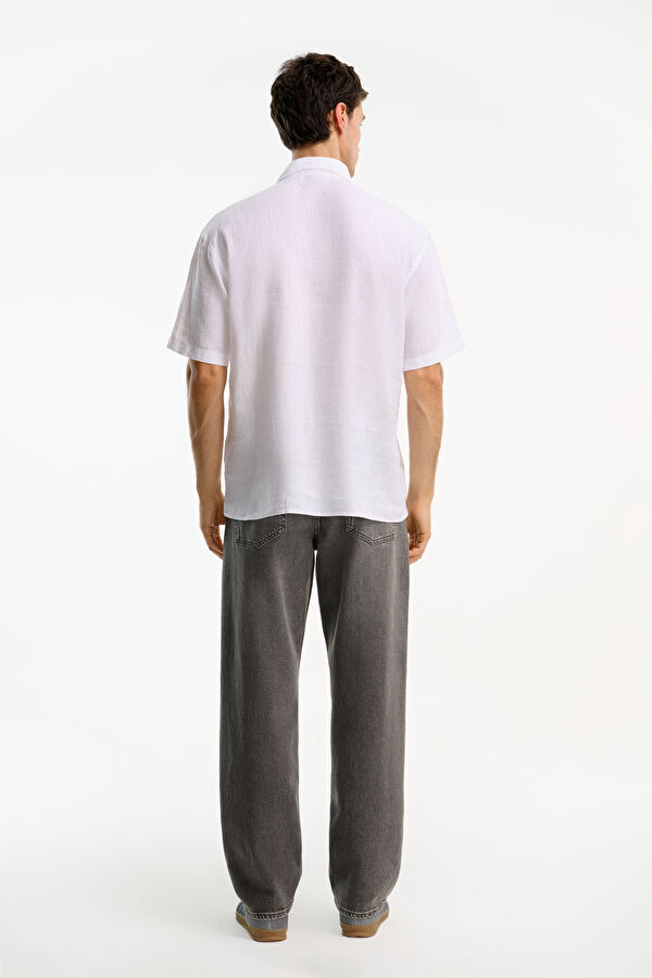 Relax Fit White Embroidered Men's Shirt 2