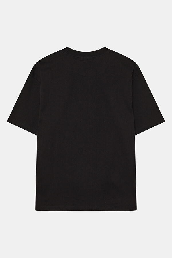 Relax Fit Black Crew Neck Printed Men's T-Shirt 2