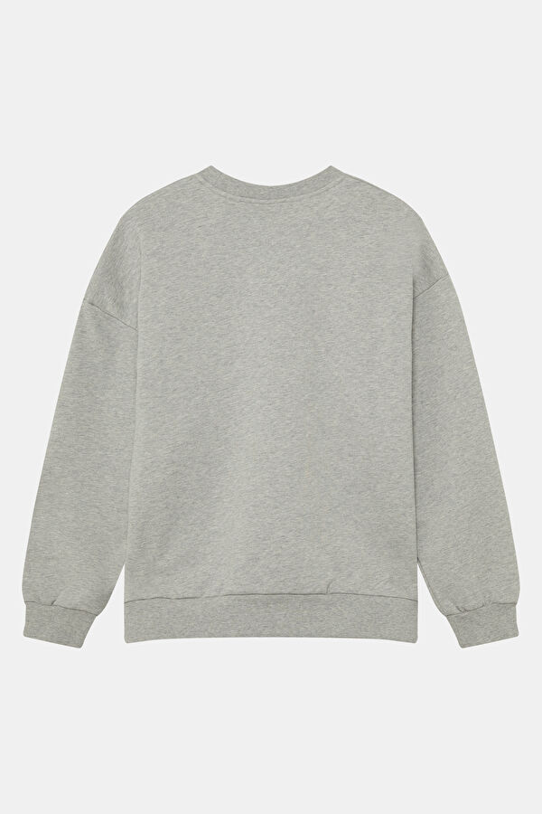 Gri Relax Kalıp Bisiklet Yaka Erkek Sweatshirt 2