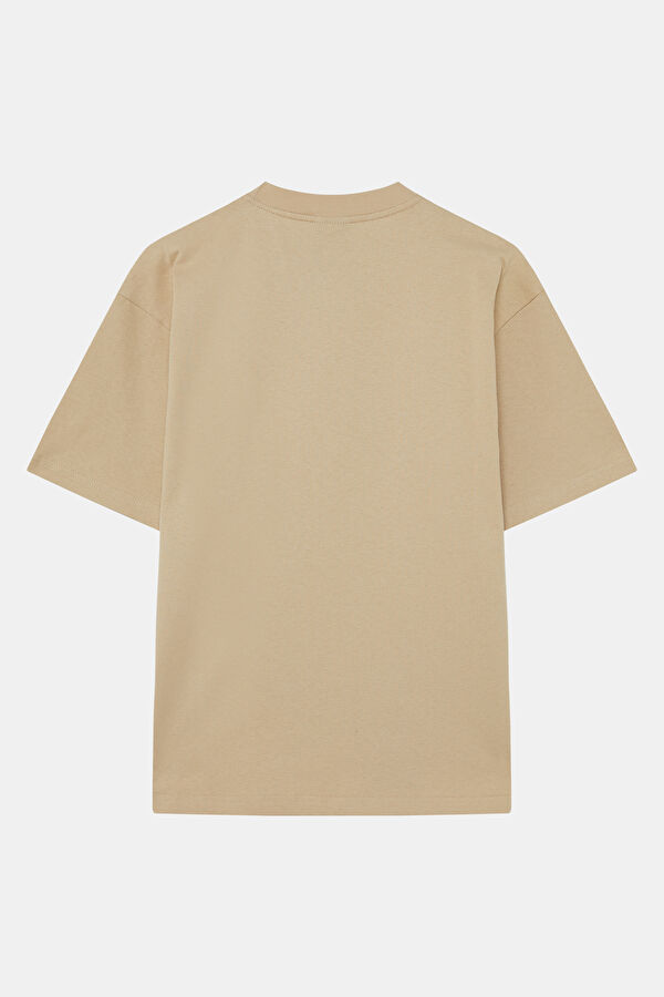 Relax Fit Cream Crew Neck Printed Men's T-Shirt 2