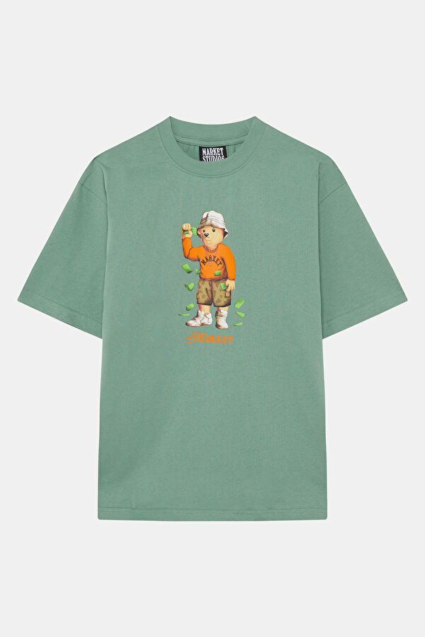 Relax Fit Green Crew Neck Printed Men's T-Shirt