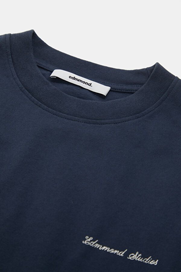 Relax Fit Navy Blue Crew Neck Printed Men's T-Shirt 3