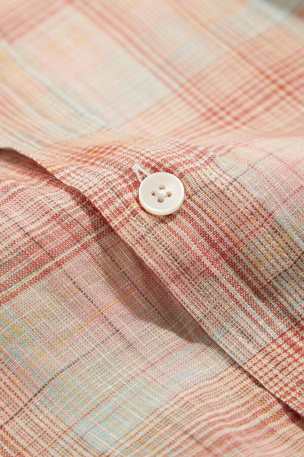 Relax Fit Pink Plaid Men's Shirt 7