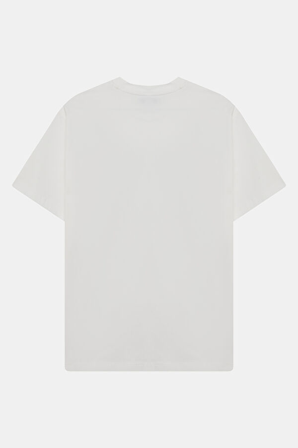 Relax Fit White Crew Neck Printed Men's T-Shirt 2