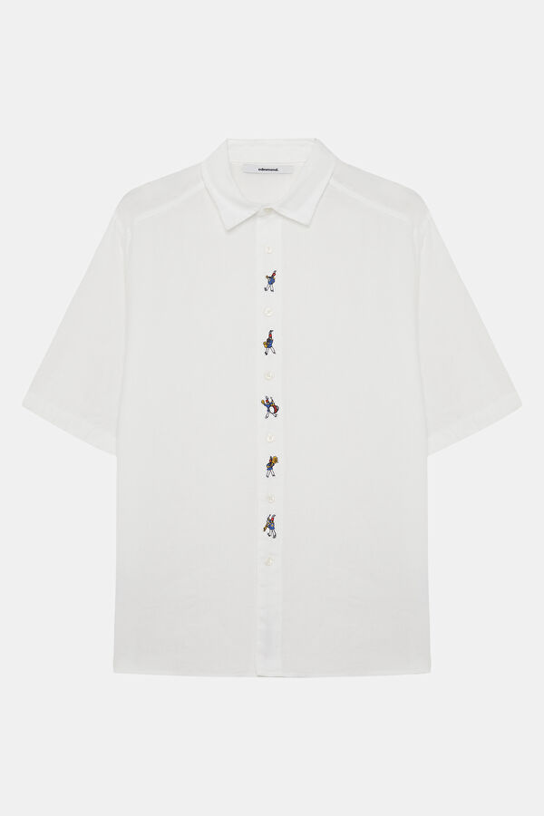Relax Fit White Embroidered Men's Shirt 4