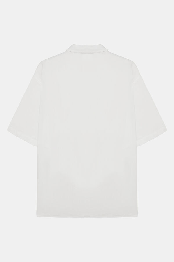 Relax Fit White Embroidered Men's Shirt 5