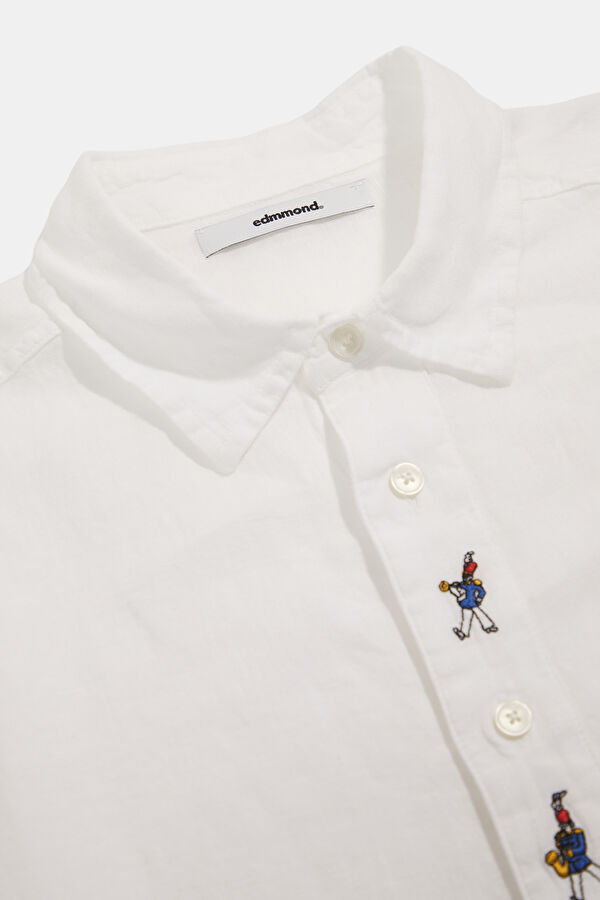 Relax Fit White Embroidered Men's Shirt 6