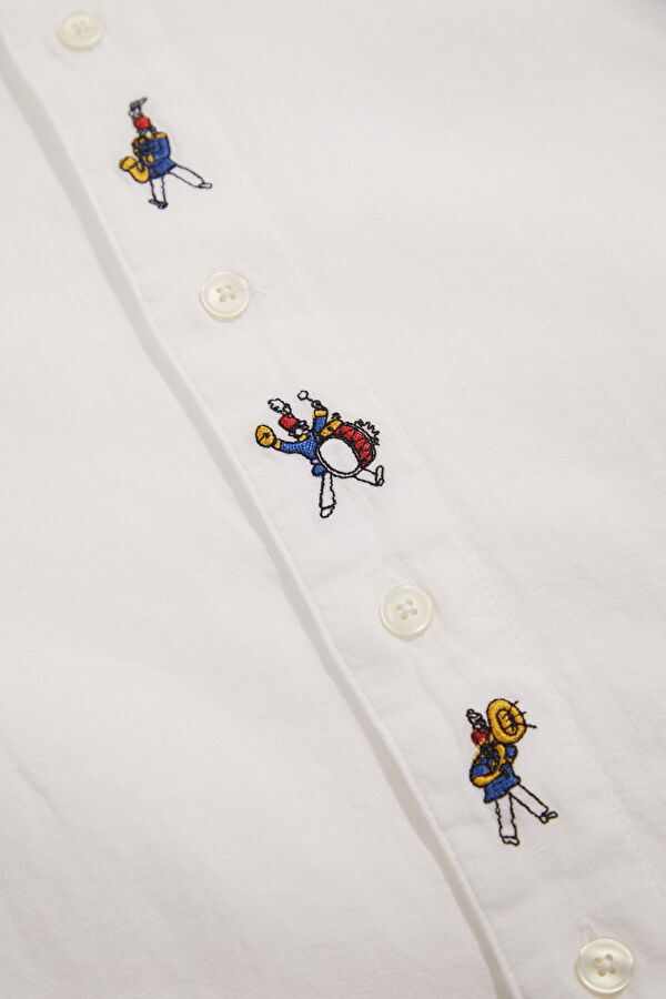 Relax Fit White Embroidered Men's Shirt 7