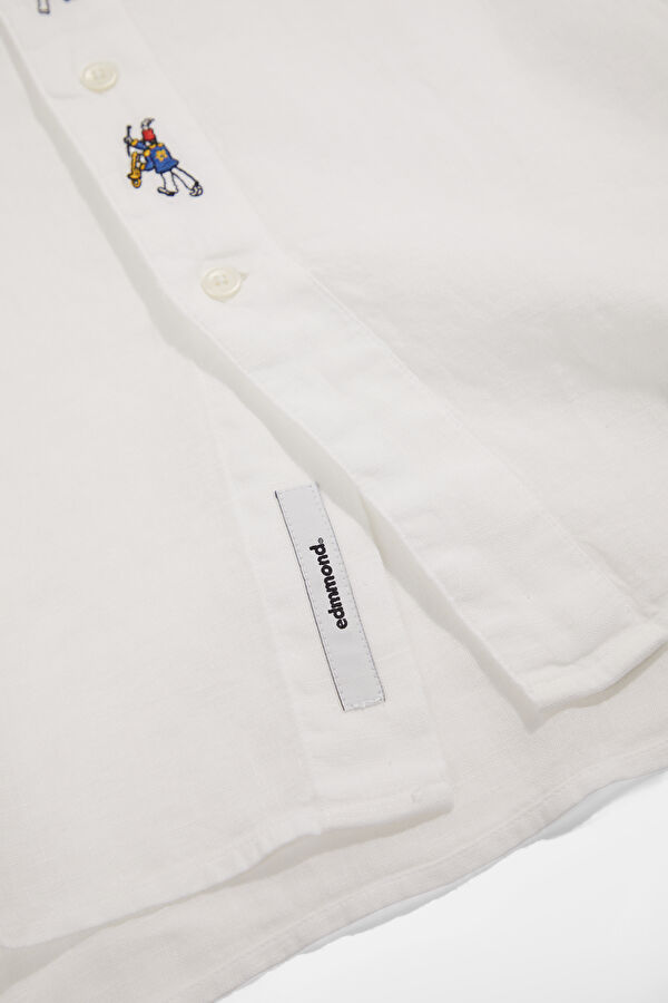 Relax Fit White Embroidered Men's Shirt 8
