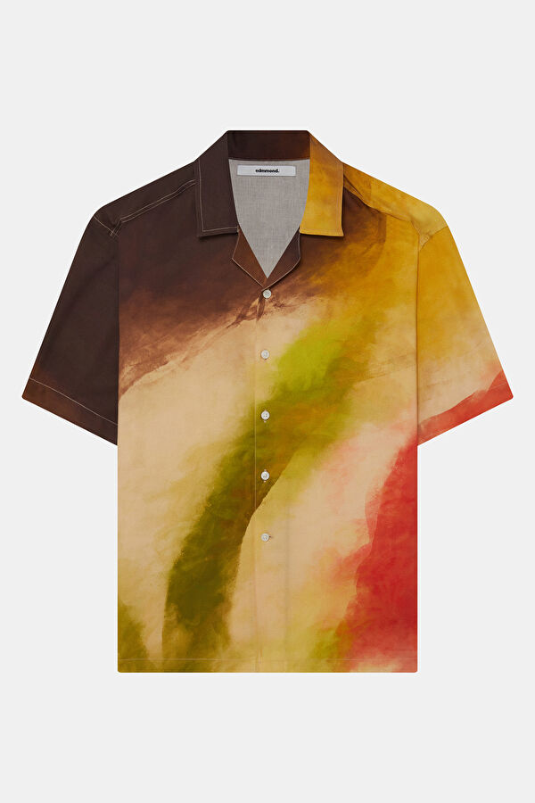 Relax Fit Multicolored Gradient Pattern Resort Collar Men's Shirt 4