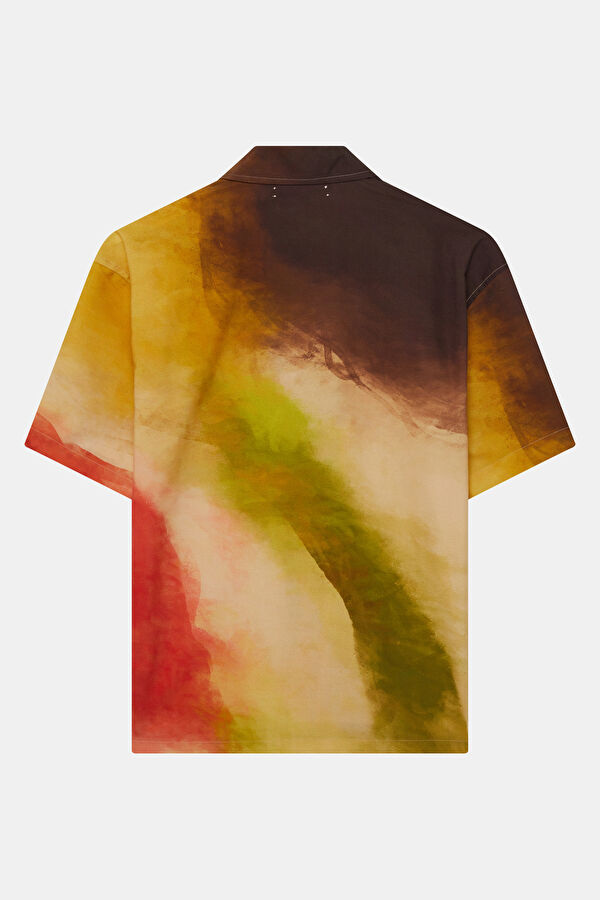 Relax Fit Multicolored Gradient Pattern Resort Collar Men's Shirt 5