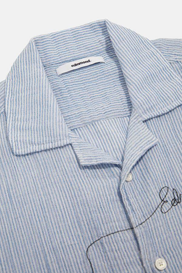 Relax Fit Light Blue Embroidered Resort Collar Men's Shirt 6