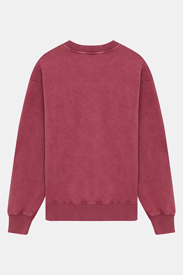 Pembe Relax Kalıp Bisiklet Yaka Erkek Sweatshirt 2
