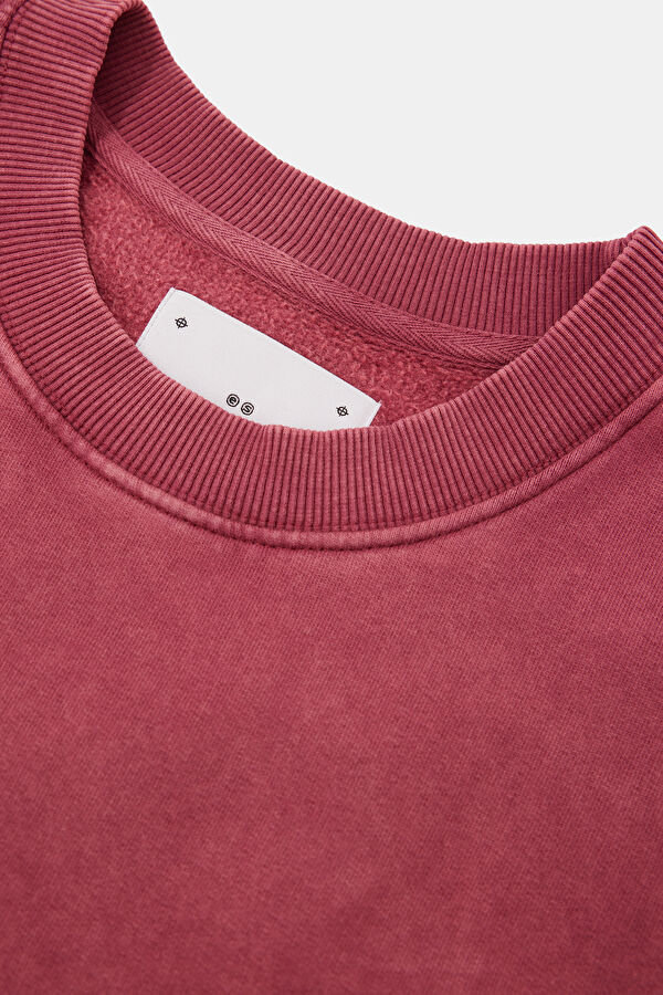 Pembe Relax Kalıp Bisiklet Yaka Erkek Sweatshirt 3