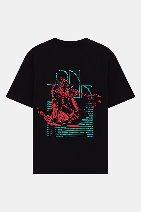Relax Fit Black Crew Neck Printed Men's T-Shirt 2