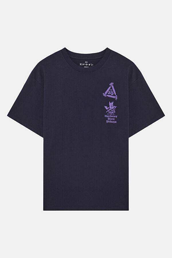 Relax Fit Navy Crew Neck Printed Men's T-Shirt