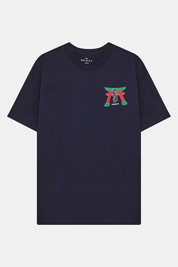 Relax Fit Navy Crew Neck Printed Men's T-Shirt