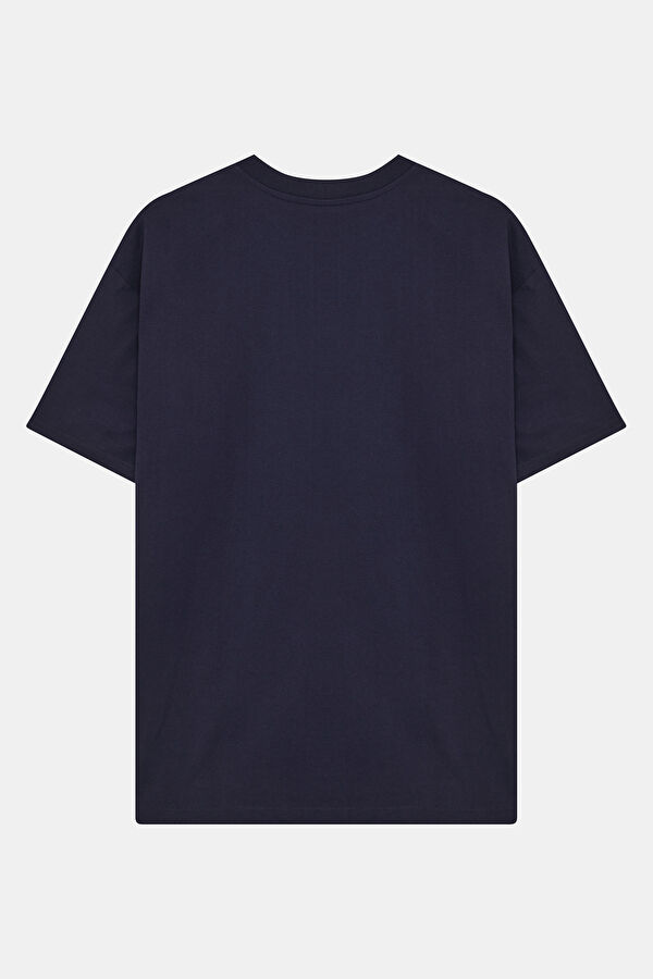 Relax Fit Navy Crew Neck Printed Men's T-Shirt 2