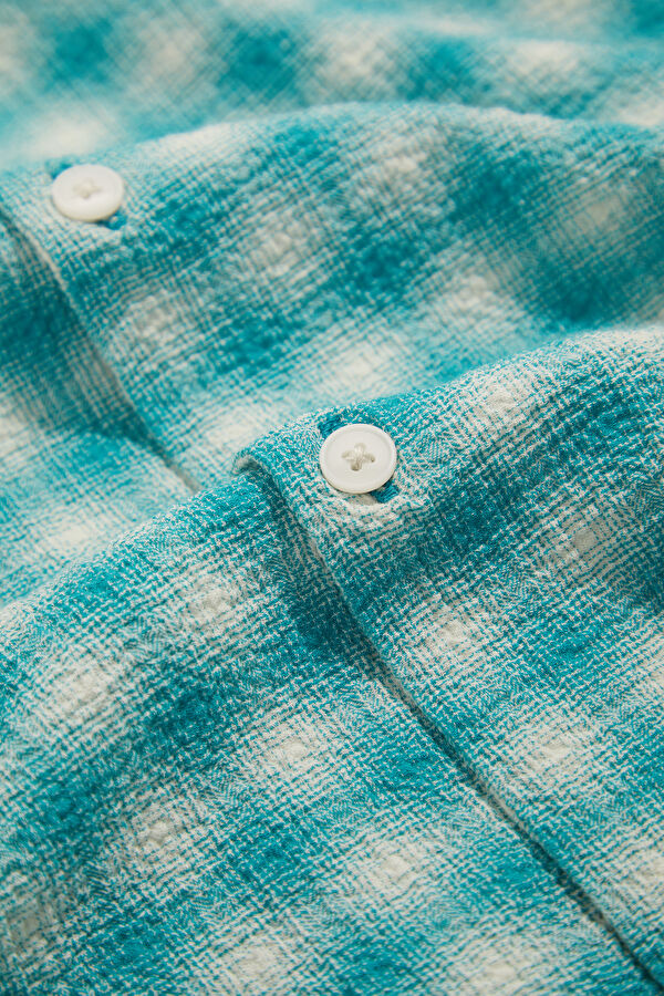Relax Fit Light Blue Patterned Resort Collar Shirt 4