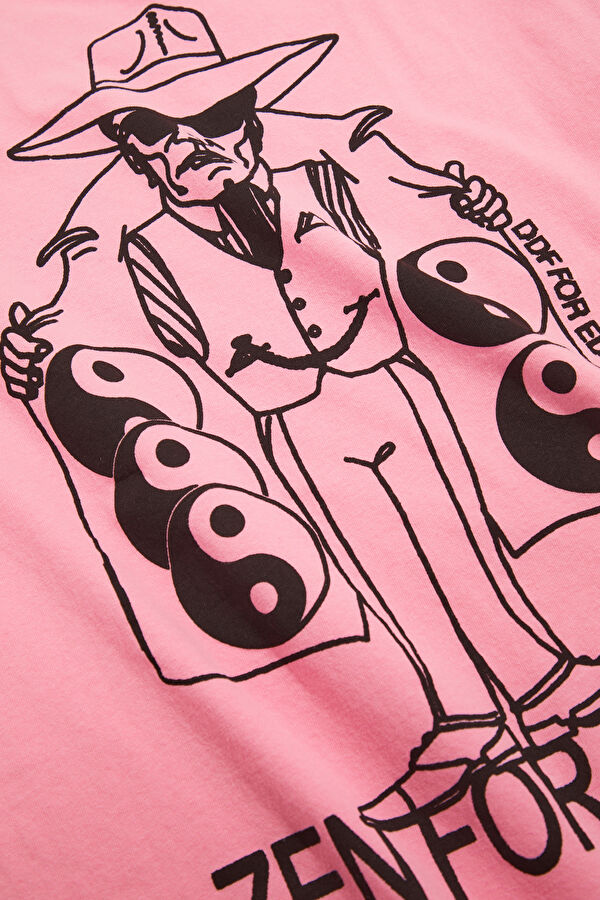 Relax Fit Pink Crew Neck Printed T-Shirt 5