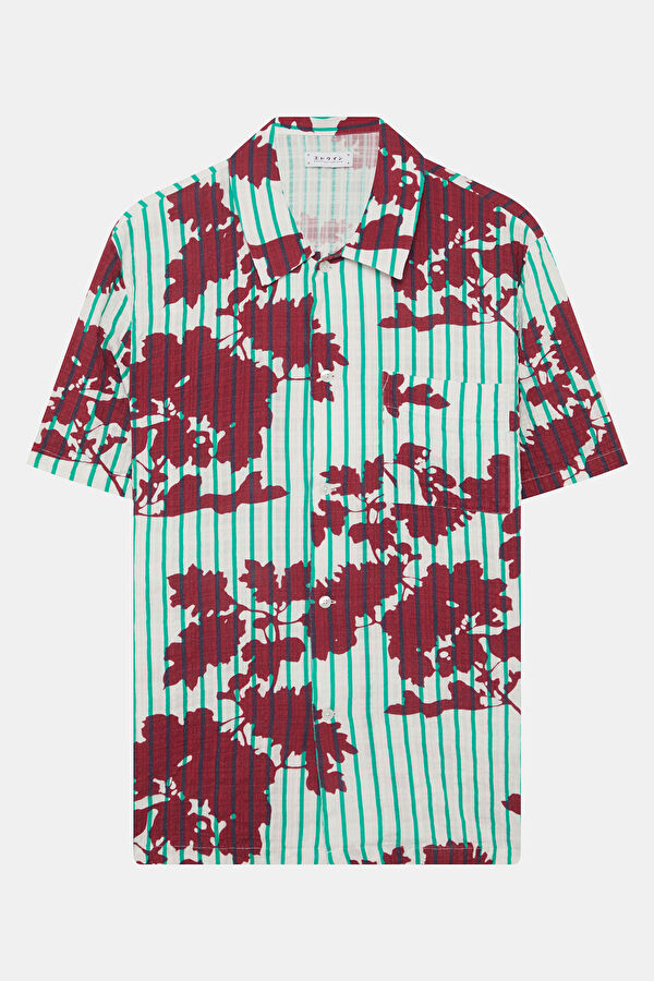 Relax Fit Multicolored Patterned Resort Collar Men's Shirt
